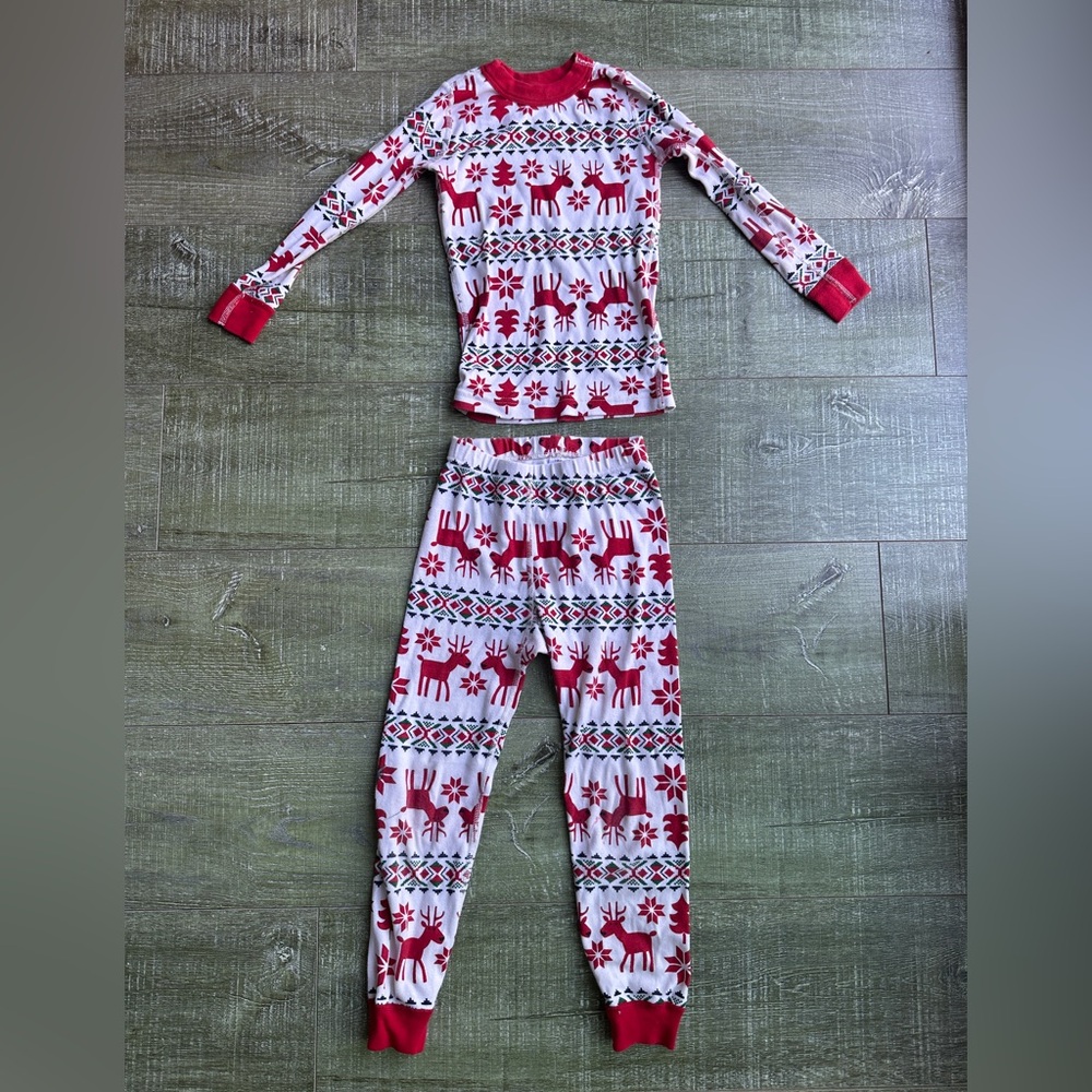 Hanna Andersson Kids Deer Dear Holiday Long John Pajama Set Size 5